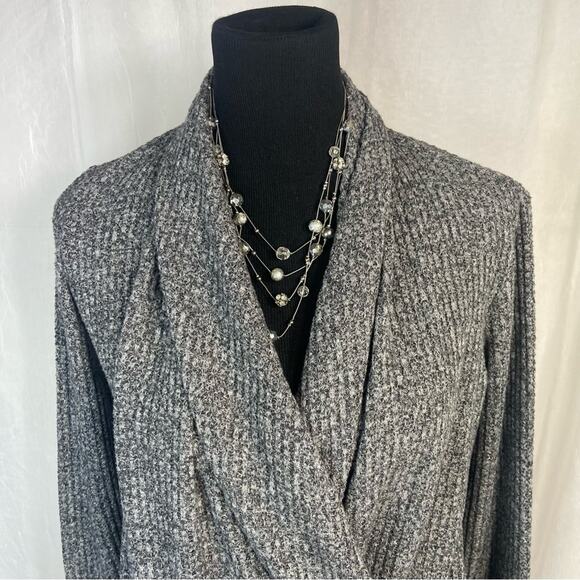 Anthropologie Cloudfleece Wrap Front Top Gray Long Sleeve Drape Blouse Size XS ✨ - Picture 4 of 8